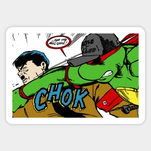 Raph punching Hitler (Black Tees) Sticker